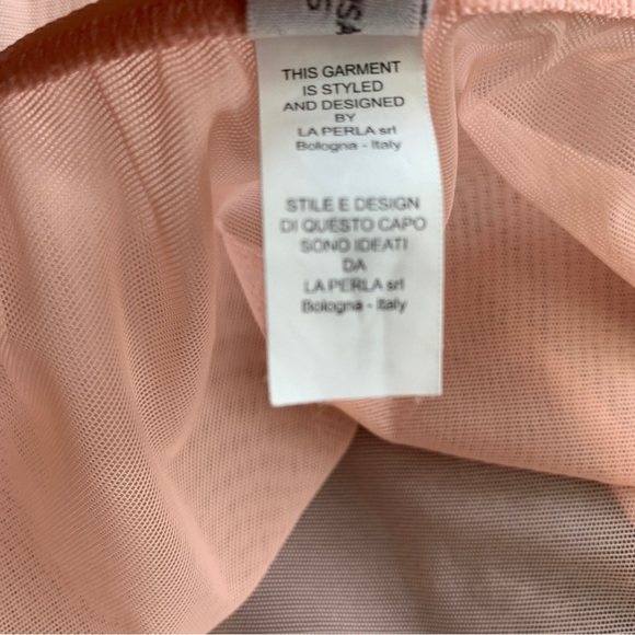 LA PERLA Peach Mesh & Lace Slip Negligee Chemise - Picture 8 of 11